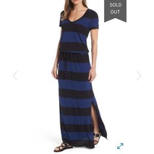 Caslon Drawstring Striped Maxi Dress Size Small
